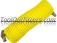 "
Milton Industries 1667 MIL1667 1/4"" x 12' Nylon Re-Koil Air Hose, Yellow
Features and Benefits:
Assembled with re-usable, full flow male NPT swivel fittings on both ends to avoid twisting and kinking
Resists abrasions
Maximum working pressure: 200 PSI