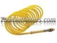 "
Mountain 15025025 MTN6375 1/4"" x 12' Yellow Nylon Coil Hose
Features and Benefits:
Reusable male swivel fittings on both ends
Fittings are 1/4" thread
Male swivel fittings include a spring guard on both ends
Yellow coil hose stores easily and is easy
