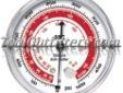 "
Mastercool 85500 MSC85500 2-1/2"" High Side R-134A/R-12 Replacement Gauge
Features and Benefits
Heavy duty construction
Anti-flutter feature that reduces needle fluctuation and increases reading accuracy
Compound high side
Silicone dampened
Temperature