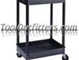 "
Luxor TC11 LUXTC11 2-Shelf Plastic Utility Cart
Features and Benefits:
Retaining lip around the back and sides of flat shelves
Includes four heavy duty 4" casters, two with brake
Has a push handle molded into the top shelf
All shelves are reinforced