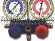 Mastercool 89772 MSC89772 2-Way Manifold Gauge
Features and Benefits:
R134a auto A/C 2-way manifold gauge with hoses packaged in clamshells
Hose connections for blue and red are 14mm-M
Yellow hose is 1/2" ACME-F with auto shut off valves
Gauges are 2-1/2"