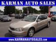 Karman Auto Sales 1418 Middlesex St, Â  Lowell, MA, US 01851Â  -- 978-459-7307
2000 Infiniti I30
Low mileage
Price: $ 5,477
Click to learn more 978-459-7307
Â 
Â 
Vehicle Information:
Â 
Karman Auto Sales 
Call us for more info about Superior vehicle
Click to