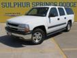 Â .
Â 
2001 Chevrolet Suburban LS
$8900
Call (903) 225-2865 ext. 297
Sulphur Springs Dodge
(903) 225-2865 ext. 297
1505 WIndustrial Blvd,
Sulphur Springs, TX 75482
WOW!! PRISTINE!! This Suburban is a One Owner and has a clean vehicle history report.