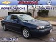 Jennings Chevrolet Volkswagen
241 Waukegan Road, Â  Glenview, IL, US -60025Â  -- 847-212-5653
2002 Chevrolet Impala LS
Low mileage
Price: $ 7,988
Click here for finance approval 
847-212-5653
About Us:
Â 
Â 
Contact Information:
Â 
Vehicle Information:
Â 