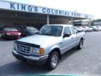 .
2002 Ford Ranger XLT
$6000
Call (912) 228-3108 ext. 51
Kings Colonial Ford
(912) 228-3108 ext. 51
3265 Community Rd.,
Brunswick, GA 31523
Snag a score on this 2002 Ford Ranger XLT while we have it. It is well equipped with the following options: Warning
