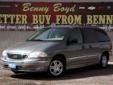 Â .
Â 
2002 Ford Windstar Wagon
$7988
Call (855) 613-1115 ext. 473
Benny Boyd Lubbock Used
(855) 613-1115 ext. 473
5721-Frankford Ave,
Lubbock, Tx 79424
This Windstar Wagon has a clean vehicle history report. Non-Smoker. Rear A/C & Heat. Premium Sound. Easy