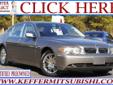 Keffer Mitsubishi
13517 Statesville Rd., Huntersville, North Carolina 28078 -- 888-629-0632
2003 BMW 745 Li Sport pkg Pre-Owned
888-629-0632
Price: $19,760
Call and Schedule a Test Drive Today!
Click Here to View All Photos (17)
Call and Schedule a Test