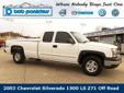 Bob Penkhus Select Certified
2003 Chevrolet Silverado 1500 LS Pre-Owned
VIN
1GCEK19T53E122623
Mileage
90976
Stock No
A11P399A
Engine
Vortec 5.3L V8 SFI
Year
2003
Price
$11,997
Trim
LS
Make
Chevrolet
Transmission
4-Speed Automatic with Overdrive
Exterior