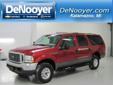 .
2003 Ford Excursion XLT
$8995
Call (269) 628-8692 ext. 54
Denooyer Chevrolet
(269) 628-8692 ext. 54
5800 Stadium Drive ,
Kalamazoo, MI 49009
-New Arrival- -Priced Below The Market Average- Leather Seats__ 4-Wheel Drive__ and Cruise Control This Red Fire