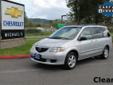 .
2003 Mazda MPV
$6998
Call (425) 296-1322 ext. 17
Chevrolet of Issaquah
(425) 296-1322 ext. 17
1601 18th Ave NW,
Issaquah, WA 98027
This is a local carfax 1 owner vehicle. All of our pre-owned vehicles are quality inspected! At Michael's it's all about