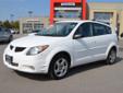 Â .
Â 
2003 Pontiac Vibe AWD Hatchback
$6975
Call 3166333327
This 2003 Pontiac Vibe 4dr AWD Hatchback features a 1.8L L4 MPI 4cyl Gasoline engine. It is equipped with a 4 Speed Automatic transmission. The vehicle is Frosty White with a Graphite interior. It