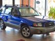 2003 Subaru Forester 2.5 XS
Exterior color: Blue
Interior color: Gray
Engine: 2.5L H4 SOHC 16V
Mileage: 0
Stock Number: 1696
Fuel: Gasoline
Transmission: Automatic
VIN: JF1SG65673H762032
Asking Price: $4,995
Call: Pennant Motors, LLC. (814) 246-2089 ext.