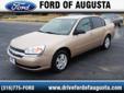 Steven Ford of Augusta
Free Autocheck!
Â 
2005 Chevrolet Malibu ( Click here to inquire about this vehicle )
Â 
If you have any questions about this vehicle, please call
Ask For Brad or Kyle 888-409-4431
OR
Click here to inquire about this vehicle