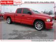 Andy Mohr Toyota
8941 US 36, Avon, Indiana 46123 -- 800-511-9809
2005 Dodge Ram Pickup 1500 SRT-10 SRT-10 Pre-Owned
800-511-9809
Price: $26,995
All Vehicles Pass a Multi Point Inspection!
Click Here to View All Photos (15)
All Vehicles Pass a Multi Point