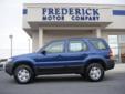 Â .
Â 
2005 Ford Escape
$11591
Call (877) 892-0141 ext. 20
The Frederick Motor Company
(877) 892-0141 ext. 20
1 Waverley Drive,
Frederick, MD 21702
Equipped with all the features you could want like leather and a sunroof. this vehicle looks and runs great