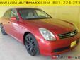 Price: $11995
Make: Infiniti
Model: G35
Color: Red
Year: 2005
Mileage: 92673
3 month/3, 000 mile Powertrain WARRANTY. Lo-Lo-Miles! A Perfect 10! Be the talk of the town when you roll down the street in this rock solid, reliable 2005 Infiniti G35. New Car