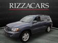Joe Rizza Ford Kia
8100 W 159th St, Â  Orland Park, IL, US -60462Â  -- 877-627-9938
2005 Toyota Highlander Limited 4X4
Low mileage
Price: $ 15,790
Ask for a free AutoCheck report. 
877-627-9938
About Us:
Â 
Thank you for choosing Joe Rizza Ford of Orland