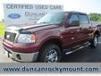 Price: $14472
Make: Ford
Model: F-150
Color: Dark Toreador Red Metallic
Year: 2006
Mileage: 140070
4D Crew Cab, 5.4L V8 EFI 24V, 4-Speed Automatic with Overdrive, 4WD, Dark Toreador Red Clearcoat Metallic, AM/FM radio, and CD player. Stop clicking the