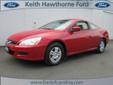 Keith Hawhthorne Ford of Belmont
617 North Main Street, Â  Belmont, NC, US -28012Â  -- 877-833-3505
2006 Honda Accord Cpe LX AT PZEV
Price: $ 11,485
Click here for finance approval 
877-833-3505
Â 
Contact Information:
Â 
Vehicle Information:
Â 
Keith