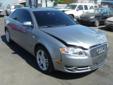 Â .
Â 
2007 Audi A4 4dr Sdn 2.0T quattro
$6995
Call (503) 451-6466 ext. 2127
AR Auto Sales
(503) 451-6466 ext. 2127
1008 NE Russet St,
Portland, OR 97211
2007 Audi A4 4dr Sdn 2.0T quattro. RUNS AND DRIVES. SMALL FRONT END DAMAGE. CALL FOR MORE INFO.
Vehicle