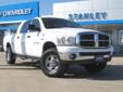.
2007 Dodge Ram 1500 4WD Mega Cab 160.5 SLT
$20195
Call (254) 236-6577 ext. 200
Stanley Chevrolet Buick Marlin
(254) 236-6577 ext. 200
1635 N. Hwy 6 Bypass,
Marlin, TX 76661
Bright White exterior and Medium Slate Gray interior, SLT trim. Running Boards,