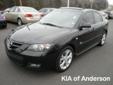 Â .
Â 
2007 Mazda Mazda3
$13995
Call (877) 638-8845 ext. 71
Kia of Anderson
(877) 638-8845 ext. 71
5281 highway 76,
Pendleton, SC 29670
Please call us for more information.
Vehicle Price: 13995
Mileage: 62659
Engine: Gas I4 2.3L/138
Body Style: Sedan