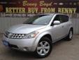 Â .
Â 
2007 Nissan Murano
$19395
Call (855) 417-2309 ext. 692
Benny Boyd CDJ
(855) 417-2309 ext. 692
You Will Save Thousands....,
Lampasas, TX 76550
This Murano is a 1 Owner with a Clean Vehicle History report. Low Miles!!! 49236 This Murano has Heated