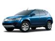 2007 Nissan Murano SL - $9,995
EPA 24 MPG Hwy/19 MPG City! SL trim. CD Player, Dual Zone A/C, Back-Up Camera, Aluminum Wheels, All Wheel Drive. READ MORE! KEY FEATURES INCLUDE All Wheel Drive, Back-Up Camera, CD Player, Aluminum Wheels, Dual Zone A/C.