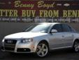 Â .
Â 
2008 Audi A4 2.0T
$17858
Call (512) 649-0129 ext. 48
Benny Boyd Lampasas
(512) 649-0129 ext. 48
601 N Key Ave,
Lampasas, TX 76550
This A4 has a clean CarFax history report. Non-Smoker. Premium Sound. Sport Bucket Front Seats. Power Windows, Locks,