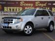Â .
Â 
2008 Ford Escape
$17258
Call (855) 613-1115 ext. 490
Benny Boyd Lubbock Used
(855) 613-1115 ext. 490
5721-Frankford Ave,
Lubbock, Tx 79424
This Escape is a 1 Owner w/a clean vehicle history report. Non-Smoker. Premium Sound. Easy to use Steering
