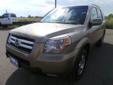 .
2008 Honda Pilot EX-L
$20995
Call (509) 203-7931 ext. 141
Tom Denchel Ford - Prosser
(509) 203-7931 ext. 141
630 Wine Country Road,
Prosser, WA 99350
One Owner, Accident Free Auto Check, Just Arrived!!! ELECTRIFYING! 4 Wheel Drive, never get stuck