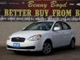 Â .
Â 
2008 Hyundai Accent GLS
$10096
Call (806) 553-7962 ext. 62
Benny Boyd Lubbock
(806) 553-7962 ext. 62
5721 Frankford Ave,
Lubbock, TX 79424
This 1-Owner Accent has a clean vehicle history report. Non-Smoker. LOW MILES! Just 43593. Sport Bucket Front