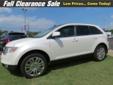 Â .
Â 
2009 Ford Edge
$26350
Call (228) 207-9806 ext. 71
Astro Ford
(228) 207-9806 ext. 71
10350 Automall Parkway,
D'Iberville, MS 39540
White with a black leather interior.A panoramic power roof,back up sensors and a 6 disc c/d.Alloy rims,and a keyless