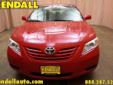 2009 TOYOTA CAMRY UNKNOWN
$15,950
Phone:
Toll-Free Phone:
Year
2009
Interior
Make
TOYOTA
Mileage
61120 
Model
CAMRY 
Engine
I4 Gasoline Fuel
Color
BARCELONA RED METALLIC
VIN
4T4BE46K19R138065
Stock
H30641A
Warranty
Unspecified
Description
Enjoy the looks