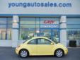 Young Chevrolet Cadillac
2009 Volkswagen New Beetle Coupe S Pre-Owned
$14,000
CALL - 866-774-9448
(VEHICLE PRICE DOES NOT INCLUDE TAX, TITLE AND LICENSE)
Model
New Beetle Coupe
Trim
S
Body type
2dr Car
Engine
5 2.5L
Stock No
67465A
Exterior Color