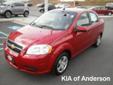 Â .
Â 
2010 Chevrolet Aveo
$11960
Call (877) 638-8845 ext. 63
Kia of Anderson
(877) 638-8845 ext. 63
5281 highway 76,
Pendleton, SC 29670
Please call us for more information.
Vehicle Price: 11960
Mileage: 41369
Engine: Gas 4-Cylinder 1.6L/97.5
Body Style: