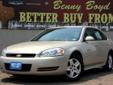 Â .
Â 
2010 Chevrolet Impala
$13000
Call (806) 300-0531 ext. 58
Benny Boyd Lubbock Used
(806) 300-0531 ext. 58
5721-Frankford Ave,
Lubbock, Tx 79424
This Impala is a 1 Owner w/a clean CarFax history report. Non-Smoker. Premium Sound. Easy to use Steering