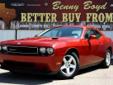 Â .
Â 
2010 Dodge Challenger
$25988
Call (806) 686-0597 ext. 1195
Benny Boyd Lamesa Chevy Cadillac
(806) 686-0597 ext. 1195
2713 Lubbock Highway,
Lamesa, Tx 79331
This Challenger is a 1 Owner w/a clean CarFax history report. Non-Smoker. LOW MILES! Just