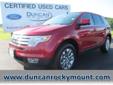 Price: $25491
Make: Ford
Model: Edge
Color: Red Candy Metallic Tint
Year: 2010
Mileage: 43420
INCLUDED IN THE PURCHASE PRICE IS A 6 YEAR OR A 100, 000 MILE LIMITED POWER TRAIN WARRANTY!! ! Edge Limited, 4D Sport Utility, Duratec 3.5L V6, 6-Speed