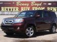 Â .
Â 
2010 Honda Pilot
$26482
Call (806) 300-0531 ext. 2378
Benny Boyd Lubbock Used
(806) 300-0531 ext. 2378
5721-Frankford Ave,
Lubbock, Tx 79424
Non-Smoker. This Pilot has Heated Leather Seats. Premium Sound. Huge Power Sunroof w/Sun Shield. Easy to use