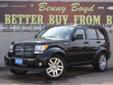 Â .
Â 
2011 Dodge Nitro Heat
$21444
Call (806) 553-7962 ext. 92
Benny Boyd Lubbock
(806) 553-7962 ext. 92
5721 Frankford Ave,
Lubbock, TX 79424
This Nitro is a 1 Owner w/a clean CarFax history report. Non-Smoker. LOW MILES! Just 13082. Premium Sound. Easy