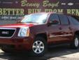 Â .
Â 
2011 GMC Yukon XL SLE
$32548
Call (806) 553-7962 ext. 15
Benny Boyd Lubbock
(806) 553-7962 ext. 15
5721 Frankford Ave,
Lubbock, TX 79424
This Yukon XL is a 1 Owner w/a clean CarFax history report. Non-Smoker. LOW MILES! Just 43798. Premium Sound.