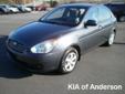 Â .
Â 
2011 Hyundai Accent
$13888
Call (877) 638-8845 ext. 45
Kia of Anderson
(877) 638-8845 ext. 45
5281 highway 76,
Pendleton, SC 29670
Please call us for more information.
Vehicle Price: 13888
Mileage: 13758
Engine: Gas I4 1.6L/98
Body Style: Sedan