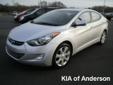 Â .
Â 
2011 Hyundai Elantra
$20988
Call (877) 638-8845 ext. 43
Kia of Anderson
(877) 638-8845 ext. 43
5281 highway 76,
Pendleton, SC 29670
Please call us for more information.
Vehicle Price: 20988
Mileage: 4529
Engine: Gas I4 1.8L/110
Body Style: Sedan