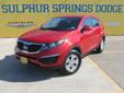 Â .
Â 
2011 Kia Sportage LX
$18900
Call (903) 225-2865 ext. 231
Sulphur Springs Dodge
(903) 225-2865 ext. 231
1505 WIndustrial Blvd,
Sulphur Springs, TX 75482
Just Like New! Save your cash and drive this!!! LOOK AT ALL THIS JEWEL HAS: ABS brakes, Alloy