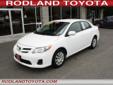 Â .
Â 
2011 Toyota Corolla Auto LE (Natl)
$16512
Call 425-344-3297
Rodland Toyota
425-344-3297
7125 Evergreen Way,
Everett, WA 98203
***2011 Toyota Corolla LE Sedan*** ONE OWNER! TOYOTA'S TOP SELLER. This IMPRESSIVE car is available at just the RIGHT PRICE,