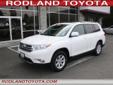 .
2012 Toyota Highlander 4WD V6 (Natl)
$31986
Call 425-344-3297
Rodland Toyota
425-344-3297
7125 Evergreen Way,
Everett, WA 98203
ONE OWNER! PREVIOUSLY COACHES HIGHLANDER! 4 WHEEL DRIVE!! 3RD SEAT!! The optional 3.5-liter V6 is extremely smooth and