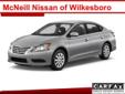 2013 Nissan Sentra SV - $13,954
Welcome to the all New McNeill Nissan of Wilkesboro. Emergency brake assistance add incredible luxury and value to this 2013 Nissan Sentra. It has a 1.8 liter 4 Cylinder engine. This one has had one owner from the time it