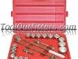 "
K Tool International KTI-24121 KTI24121 20 Piece 3/4"" Drive 6 Point SAE Socket Set
Features and Benefits:
Includes 16 sockets from 3/4" to 2", ratchet, t-handle and 4" and 8" extensions
All sockets are 6 point chrome vanadium
Packaged in blow molded