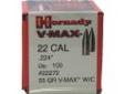 "
Hornady 22272 22 Caliber Bullets.224"" 55gr V-MAX W/C (Per 100)
Hornady Bullets
- Caliber: 22 Caliber (.224"")
- Grain: 55
- Bullet: V-Max W/C
- Per 100"Price: $14.19
Source: